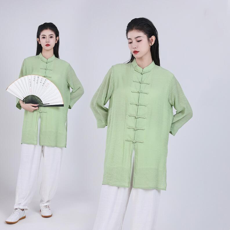 女性 太極拳 服 上下セット 春夏秋 七分袖 リネン 太極拳服 武術服 カンフー ウー...