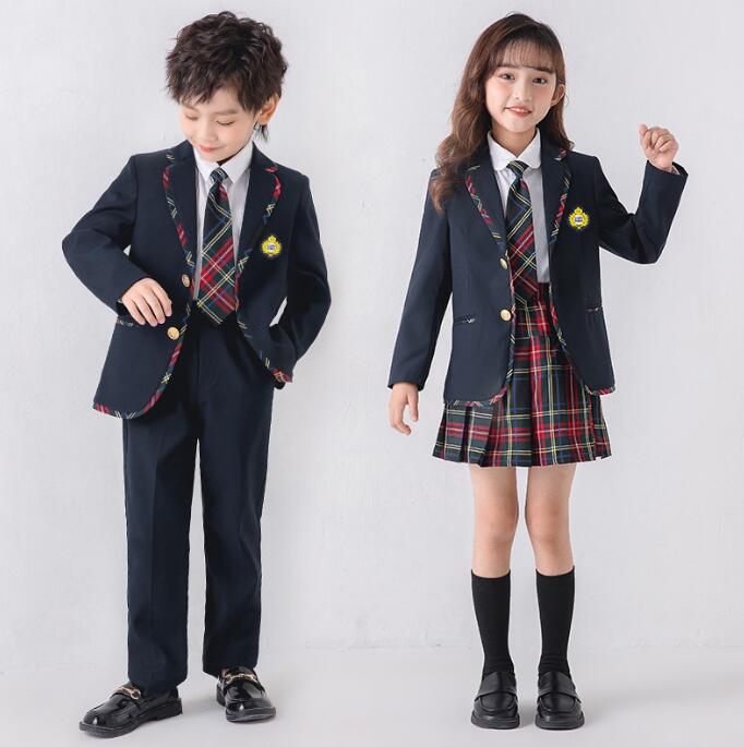 子供 フォーマルスーツ チェック柄 学園スーツ 男の子 パンツセット 女の子 スカートセット 入学式 スクールスーツ キッズ ピアノ 発表会 演奏会 卒業式 合...