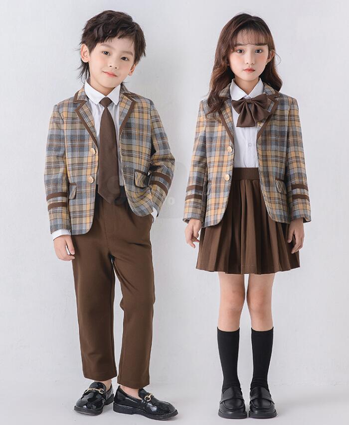 子供 フォーマルスーツ チェック柄 男女お揃いスーツ 男の子 パンツセット 女の子 スカートセット 入学式 スクールスーツ キッズ ピアノ 発表会 演奏会 卒業...