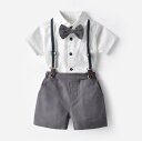 ベビー服 サロペット 半袖スーツ 男の子 可愛い 紳士服 子供服 お誕生日 プレゼント 子供 サロペット 幼児園 入園式 結婚式 発表会 撮影衣装 夏服 シャツ...