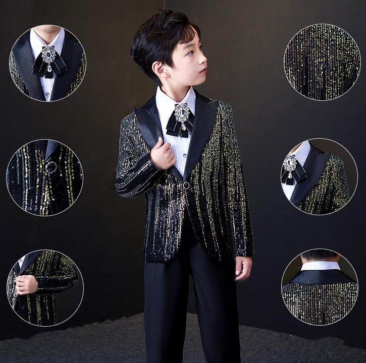 子供スーツ スパンコール ジャケット 男の子 スパンコールスーツ キッズ紳士服 結婚式 発表会 演出服 礼服 シャツ パンツ 単品セット選択可 グラデーション ...