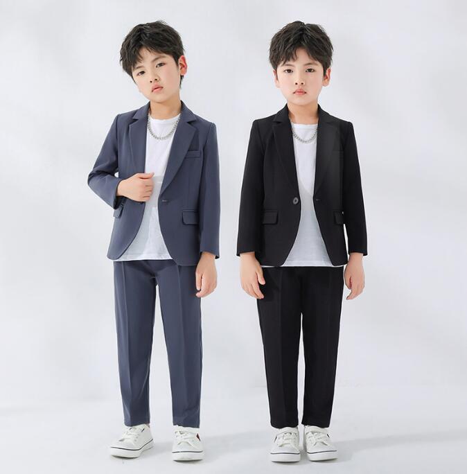 キッズスーツ 無地 男の子スーツ 春秋スーツ 結婚式 礼服 紳士服 ピアノ 発表会 演出服 入学式 卒業式 学園祭 文化祭 子供服 スーツ ブラック グレー