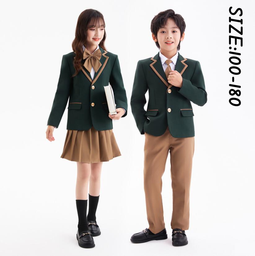 Rakuten - 子供 フォーマルスーツ イギリス風 春秋 学園制服 男女お揃いスーツ 男の子 パンツセット 女の子 スカートセット 入学式 スクールスーツ キッズ ピアノ 発表会 演奏会 卒業式 合唱団体服 子供服