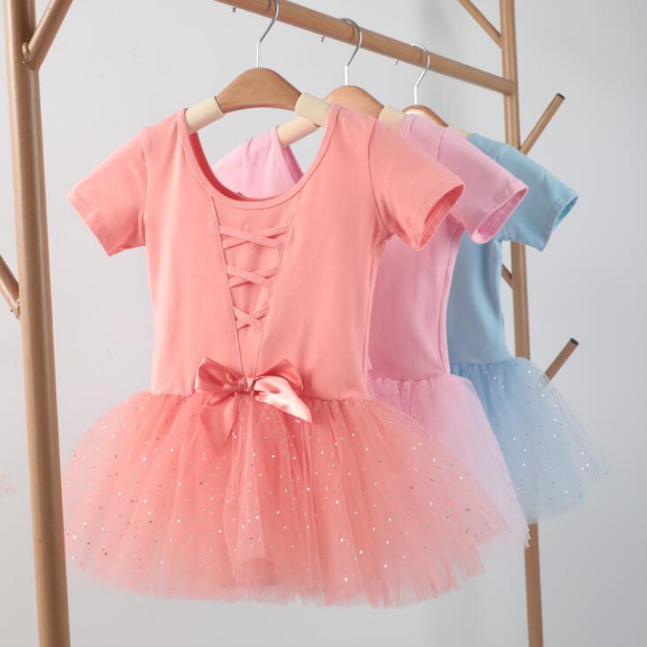 バレエ レオタード 子供 レオタード スカート付 子供〜ジュニア用 背中 レースアップ リボン付き 股の部分ホック付き こども・キッズ・ジュニア バレエ用品 バレエレオタード 3色