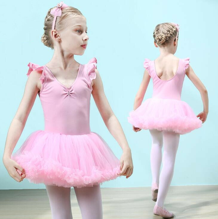 バレエ ワンピース 子供 レオタード ホック付き ふわふわスカート バレエダンス衣...