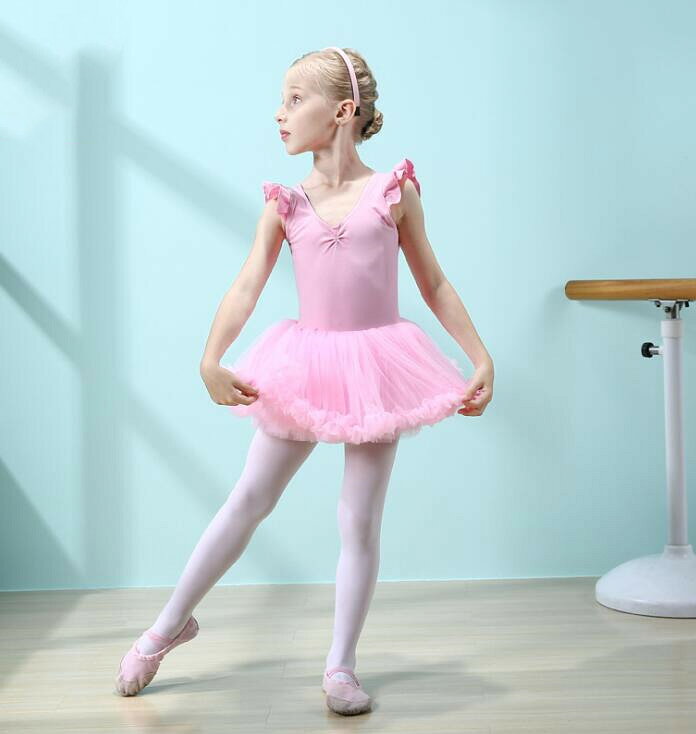 バレエ ワンピース 子供 レオタード ホック付き ふわふわスカート バレエダンス衣...