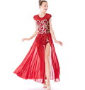 即納 レディースダンス衣装 ロング丈ドレス ジャズ バレエ ヨガ ラテンドレス 子供大人お揃い ダンスウェア チュールドレス マキシ丈 ハイスリット入り 個性 ...