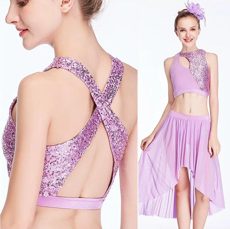 レディース バレエ衣装 ベリー ダンス衣装 上下セット へそ出し ベスト チュールスカート スパンコール付き 女性 大人 演出服 着心地いい イレギュラー裾 バ...