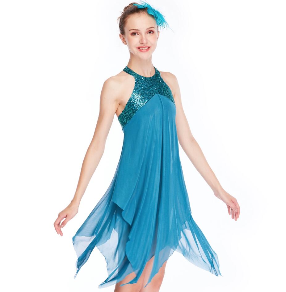 バレエ ダンス衣装子供〜大人 バレエドレス スパンコール付き イレギュラー裾 女性 大人バレエダンス衣装 女の子 バレエドレス バレエ 舞台演出服 練功服