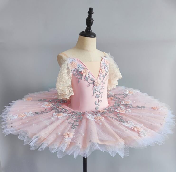 子供 バレエダンス 演出服 レース バレエ衣装 精巧な花柄 形態安定 チュールワンピ...