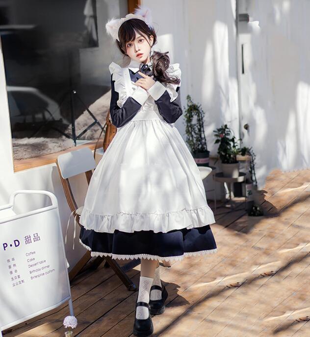 メイド服 ロング丈 可愛いメイド服 もえもえ ロリータワンピース メードコスチューム ハロウィン コスプレ衣装 学園祭 文化祭 変身仮装 Halloween こすぷれ エプロン a-s-k-10005686 a・s・k store サンプル画像2