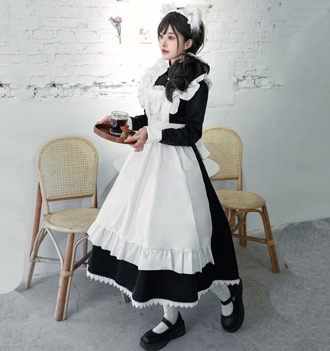 メイド服 ロング丈 可愛いメイド服 もえもえ ロリータワンピース メードコスチューム ハロウィン コスプレ衣装 学園祭 文化祭 変身仮装 Halloween こすぷれ エプロン a-s-k-10005686 a・s・k store サンプル画像3