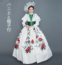 マキシ丈ワンピース 中世 貴族ドレス 欧米宮廷風 貴婦人服 宮廷服 西洋風コスプレ衣装 上品 豪華ワンピース ハロウィン オペラ 演出服 パーティードレス 舞台劇演出服 コスチューム パーフ袖 パニエと帽子付き(4)
