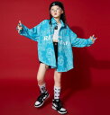 女の子ダンス衣装 oversize 長袖シャツ チアガール 演出服 ジャズダンス ヒップホップ ショートパンツ 舞台お揃い 演出服 学園祭 文化祭 体育祭 発表会 jazz hiphop ブルー