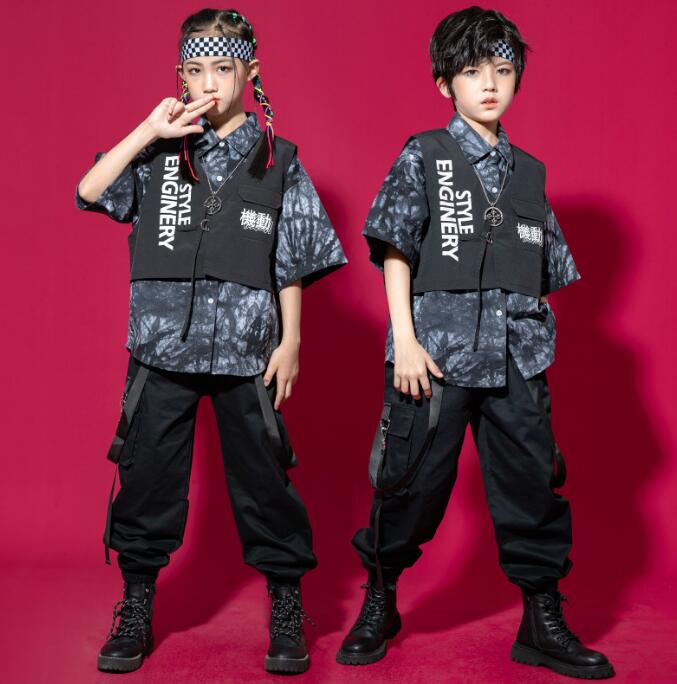 キッズダンス衣装 子供 かっこいい 演出服 jazz hiphop popping locking カーゴパ...