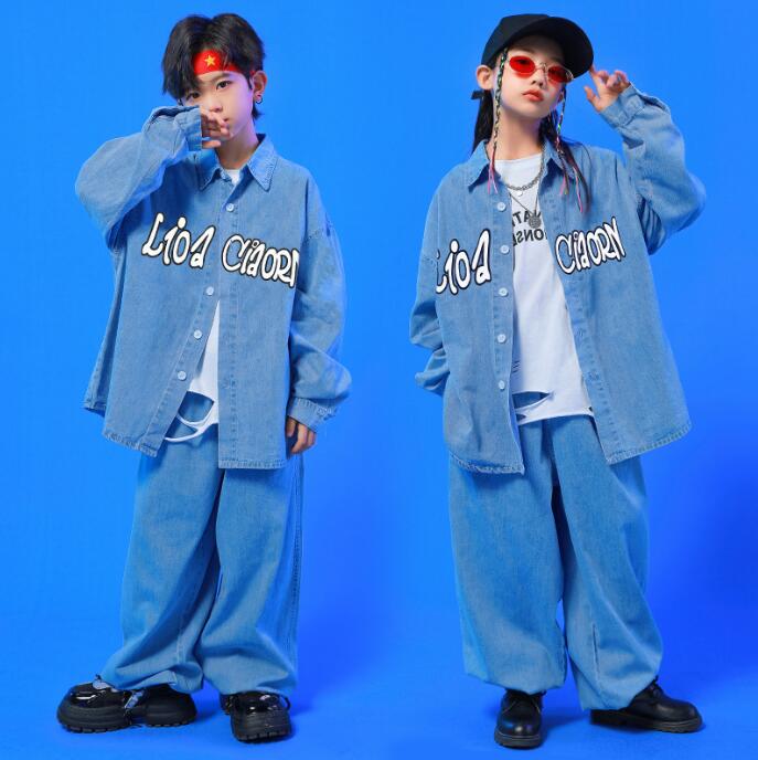 キッズダンス衣装 デニムパンツ デニムジャケット 子供 hiphop jazz 演出服 デニムシャツコート ジャズダンス ヒップホップ 男の子 女の子 舞台お揃...
