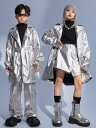 キッズヒップホップダンス衣装 子供 ジャズ ヒップホップ かっこいい 演出服 男女お揃い 個性 ダンス衣裳 光沢有り キラキラ コート パンツ キュロット jazz hiphop popping locking 演出服 学園祭 文化祭