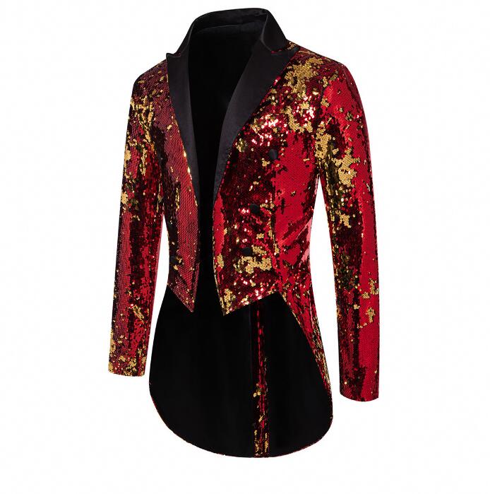 メンズ燕尾服 スパンコールスーツ 男性 舞台演出服 キラキラ スパンコール 演出服 配色 スパンコール燕尾服 歌手 魔術師 司会者 ステージ衣装 光沢あり パーティー 礼服 スパンコール礼服 3色