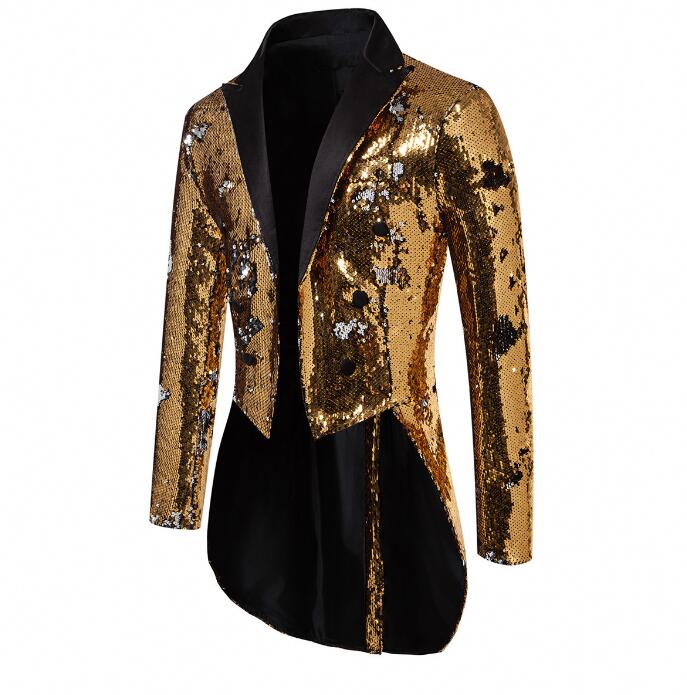 メンズ燕尾服 スパンコールスーツ 男性 舞台演出服 キラキラ スパンコール 演出服 配色 スパンコール燕尾服 歌手 魔術師 司会者 ステージ衣装 光沢あり パーティー 礼服 スパンコール礼服 3色