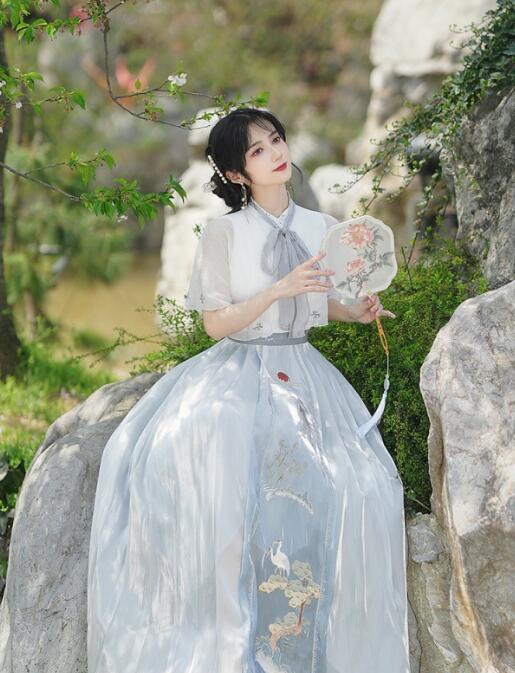 レトロワンピースマキシ丈改良版漢服...