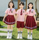 キッズ 夏服 子供 学園風 ダンス衣装 男女お揃い 演出服 女の子 プリーツスカートセット 男の子 半ズボンセット 体育祭 学園 制服 幼稚園~高校生 発表会 舞台衣装 ワイン