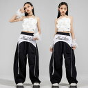 女の子 ジャズダンス衣装 夏 個性 ジャズ ヒップホップ 演出服 花形 キャミソールベスト ロング丈 ダンスパンツ 女の子 jazz hiphop チアダンス ガールズ ダンス衣装 おしゃれ(4)