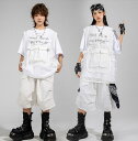 キッズ ダンス衣装 ジャズ ヒップホップ かっこいい 演出服 メッシュ カーゴベスト カーゴ半ズボン 男女兼用 ダンス衣装 発表会 演出服 カーゴパンツ 子供 jazz hiphop KPOP ダンス衣装 おしゃれ
