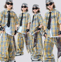 子供 ヒップホップ ダンス衣装 キッズ かっこいい ダボ感 演出服 チェック柄 半袖シャツ カーゴパンツ ゆったり ダンスパンツ 男女兼用 hiphop 演出服 子供 hiphop locking popping 発表会 演出服