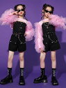 キッズ 子供用 ダンス 衣装 チュールパーフ袖 トップス ジャズ ヒップホップ ダンス衣装 女の子 JAZZ HIPHOP ベスト 半ズボン 大きいサイズ ホワイト ピンク 3点セット