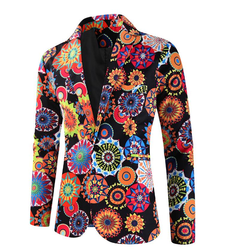 メンズ舞台スーツセット クリスマススーツ ハロウィンスーツ エスニック プリント 総柄 スーツ メンズ 舞台 演出服 ジャケット コート パンツ シンガー カラオケ 魔術師 男性 ステージ 演出服