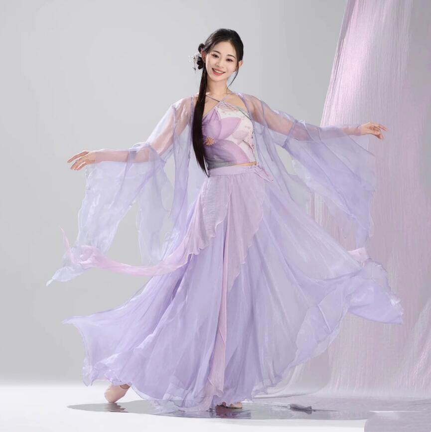 Other - 女性 古風ダンス衣装 漢服 コスプレ衣装 古典ダンス 演出服 古代お嬢様 美人 コスプレ衣装 ヒラヒラ フレア袖 羽織 グラデーション おきい裾 スカート 中華 古風 演出服 学園祭 文化祭 イベント 撮影衣装