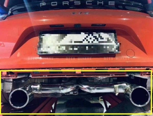 ポルシェ 718ケイマン　2016年 - エキゾースト リア マフラー パイプ ボクスター GT4ルック 外装カスタム