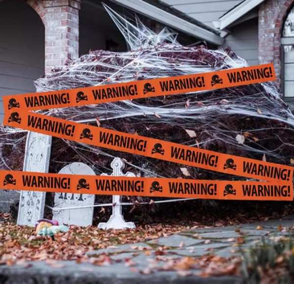 デコレーション 装飾 イエロー 飾り付け ハロウィン ハロウィン 標識テープ 注意 3種入 テープ 警告 非粘着 バリケードテープ 飾り [3]