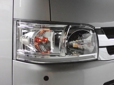 ハイエース 200系 1型 2型 LEDバー シーケンシャルウインカー ヘッドライト クローム レベライザ対応 流れるウインカー