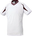 ZETT(ゼット) BOT761 1168 野球 Vネックベースボールシャツ ベースボールTシャツ ホワイト/エンジ 22SS(4)