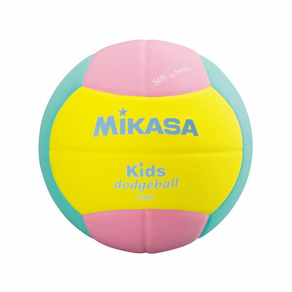 メーカー ミカサ（MIKASA） カテゴリー ドッジボール 分類 ボール 商品名 ミカサ（MIKASA）　SD20YP　ドッジボール ボール スマイルドッジボール 2号球 イエロー×ピンク×グリーン　22SS 品番 MG-SD20YP カラー・仕様・サイズ 素材：EVA（貼り） 円周：約61-63cm 重量：約160g 推奨内圧：0.10〜0.15kgf/平方センチメートル カラー：イエロー×ピンク×グリーン 生産国：タイ/カンボジア製 商品説明 EVA素材ならではのやさしい手ざわりと軽量感。やわかいので受け止めやすい。※空気の入れ過ぎにご注意ください。最適圧力はボール本体の空気注入口に記載の圧力表示をご参照ください。 　 　 　 　 　 　 　 　 ※この商品のカラーは、 イエロー×ピンク×グリーン となります。