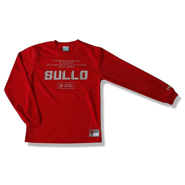 ＜ 限定クーポン発行中 お買い物マラソン 5/16 01:59まで ＞ スージョ（SULLO）　1420204005 RED　サッカー　フットサル ジュニア 長袖Tシャツ Jr.INTRO L/S PRA SHIRT 22SS