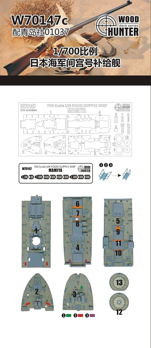 ウッドハンター 1/700 日本海軍 給糧艦 間宮 木製甲板シート (アオシマ No.558用) プラモデル用パーツ