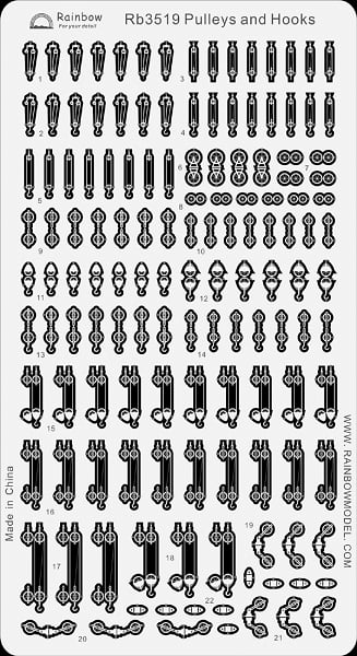 レインボーモデル 1/350 日本海軍 滑車＆フック