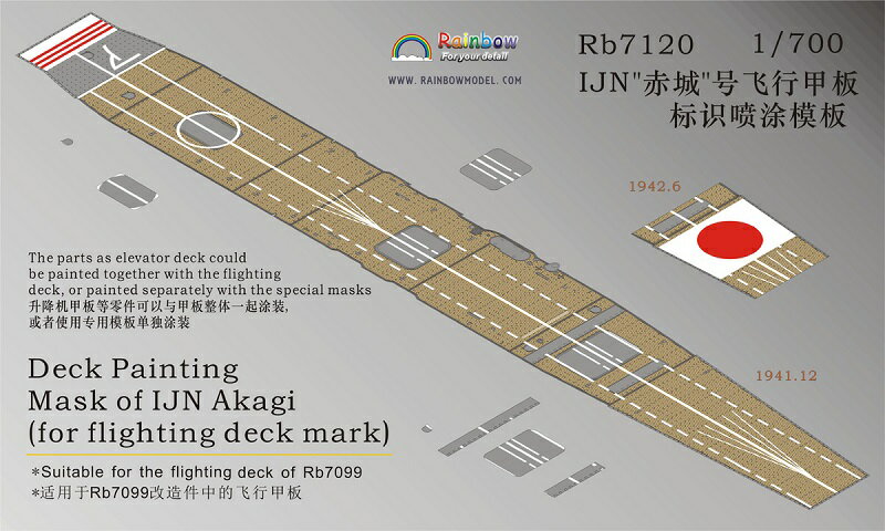 レインボーモデル 1/700 日本海軍 空母 赤城用 飛行甲板マスキング