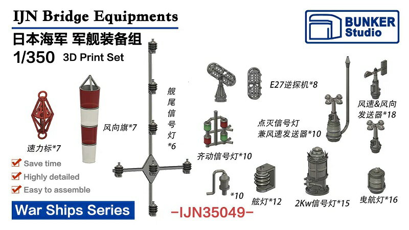 バンカースタジオ 1/350 日本海軍 艦橋装備品セット プラモデル用パーツ