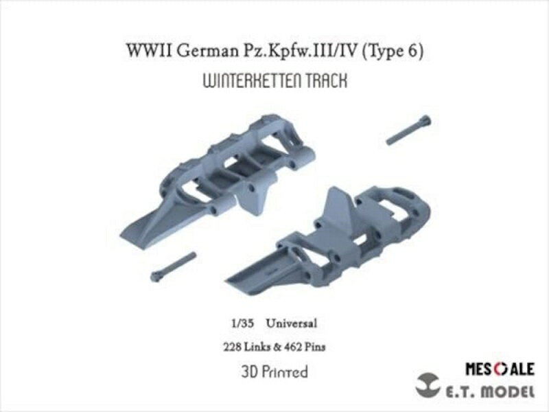 イーティーモデル 1/35 第二次世界大戦 ドイツ軍 III/IV号戦車 タイプ6 ウィンターケッテン 可動履帯 (3Dプリント製) プラモデル用パーツ