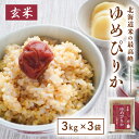 【5日限定当店ポイント最大+20倍】ホクレン 北海道産 玄米 ゆめぴりか 3kg 令和6年産 × 3袋