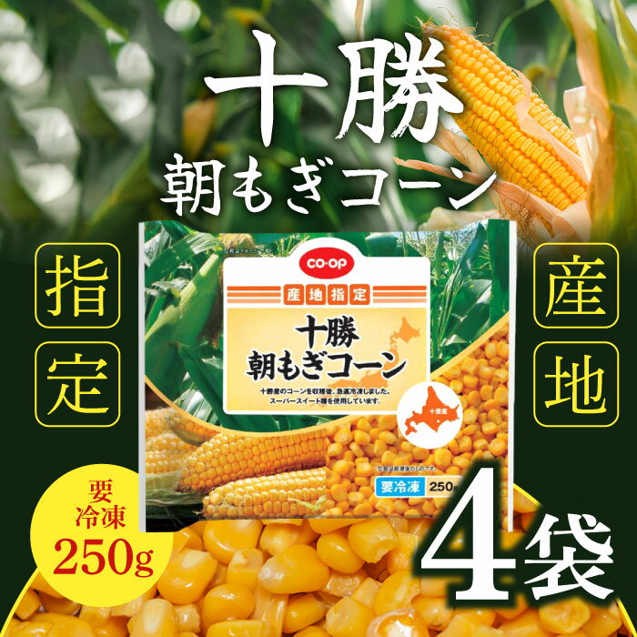 「冷凍便・保冷剤入りで安心お届け」 北海道フーズ 十勝 朝もぎコーン 250g ×4袋