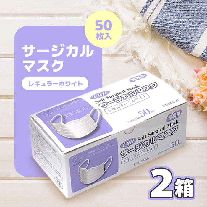 フジソフトサージカルマスク 白 入数:50枚 2箱