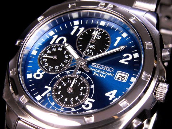 【正規品】セイコー SEIKO 逆輸入 クロノグラフ メンズ 腕時計 SND193 ブルー×シルバー メタルベルト