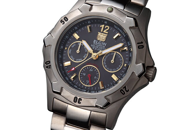 【国内正規品】エルジン ELGIN 腕時計 チタンソーラー ダイバーズ メンズ FK1424TI-B
