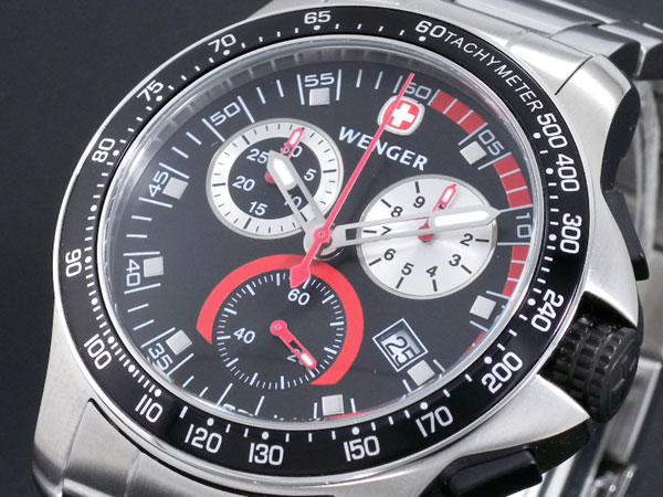 【楽天市場】ウェンガー WENGER バタリオン フィールド クロノグラフ スイス製 腕時計 70798 メンズ ブラック×シルバー メタル