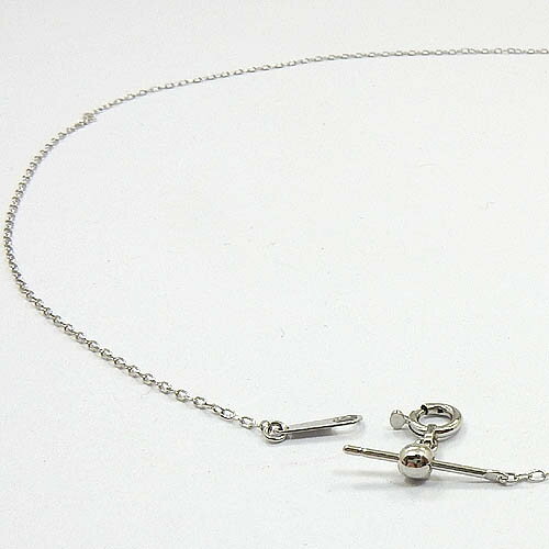 最短翌日 クーポンで大割引 18金ホワイトゴールド スライドピン 小豆チェーン ネックレス(幅0.85mm・長さ60cm/長さ調節可能）送料無料