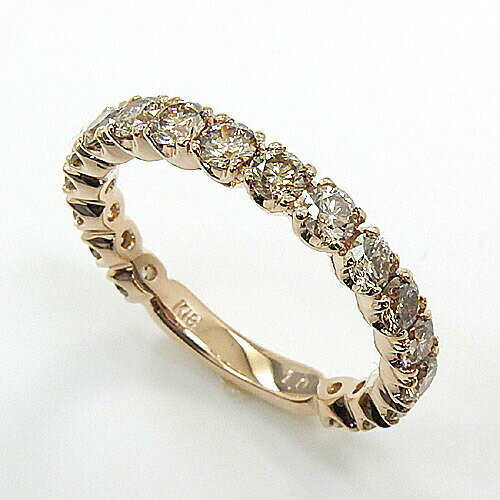 Rakuten - 18金ピンクゴールド ライトブラウンダイヤモンド 1ct(SIクラス) エタニティタイプリング